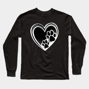 Paw Print Heart Long Sleeve T-Shirt